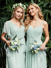 Custom Size Chiffon and Lace Open Back Bridesmaid Dress with Spaghetti Straps