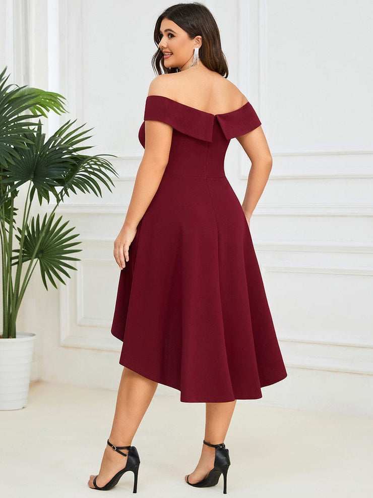 Chic Off Shoulder High-Low A-Line Wedding Guest Dress(Final Sale)