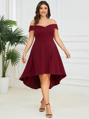 Chic Off Shoulder High-Low A-Line Wedding Guest Dress(Final Sale)