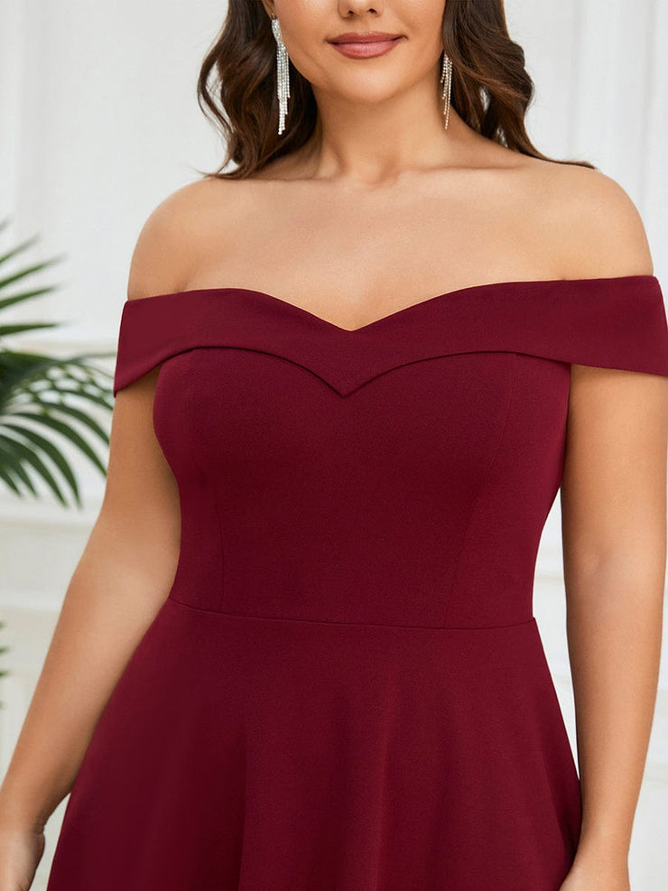 Chic Off Shoulder High-Low A-Line Wedding Guest Dress(Final Sale)