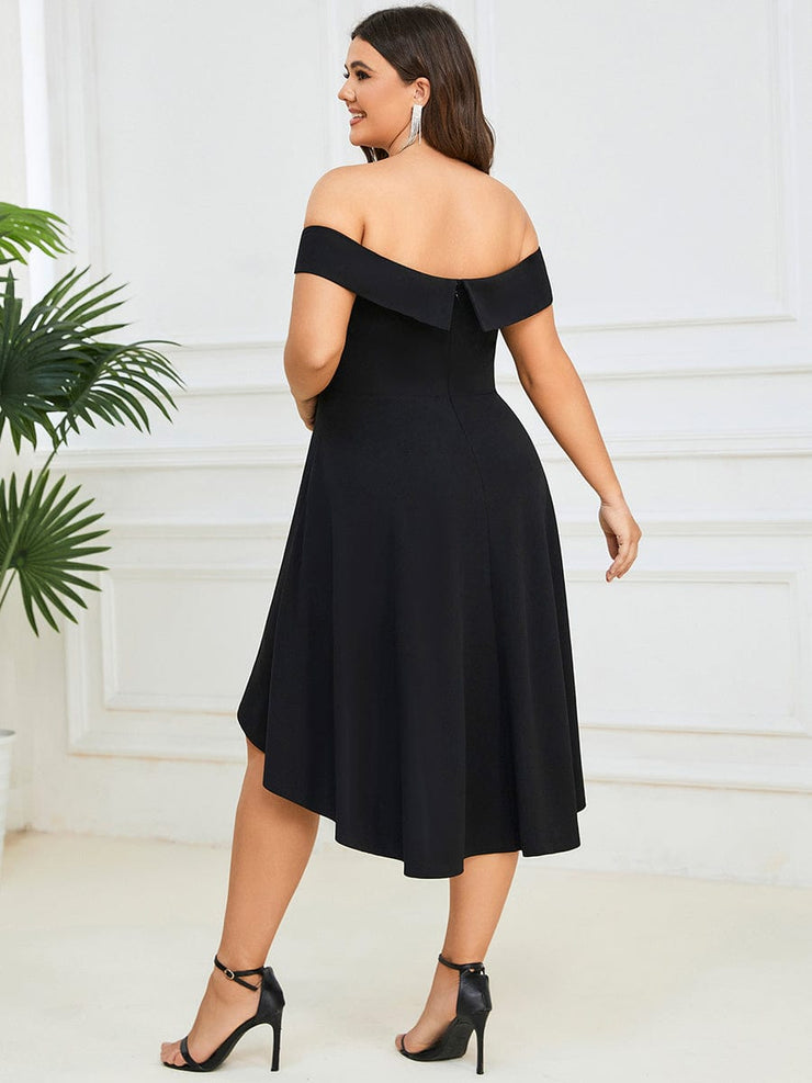 Chic Off Shoulder High-Low A-Line Wedding Guest Dress(Final Sale)