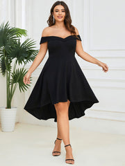 Chic Off Shoulder High-Low A-Line Wedding Guest Dress(Final Sale)