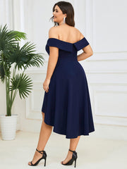 Chic Off Shoulder High-Low A-Line Wedding Guest Dress(Final Sale)