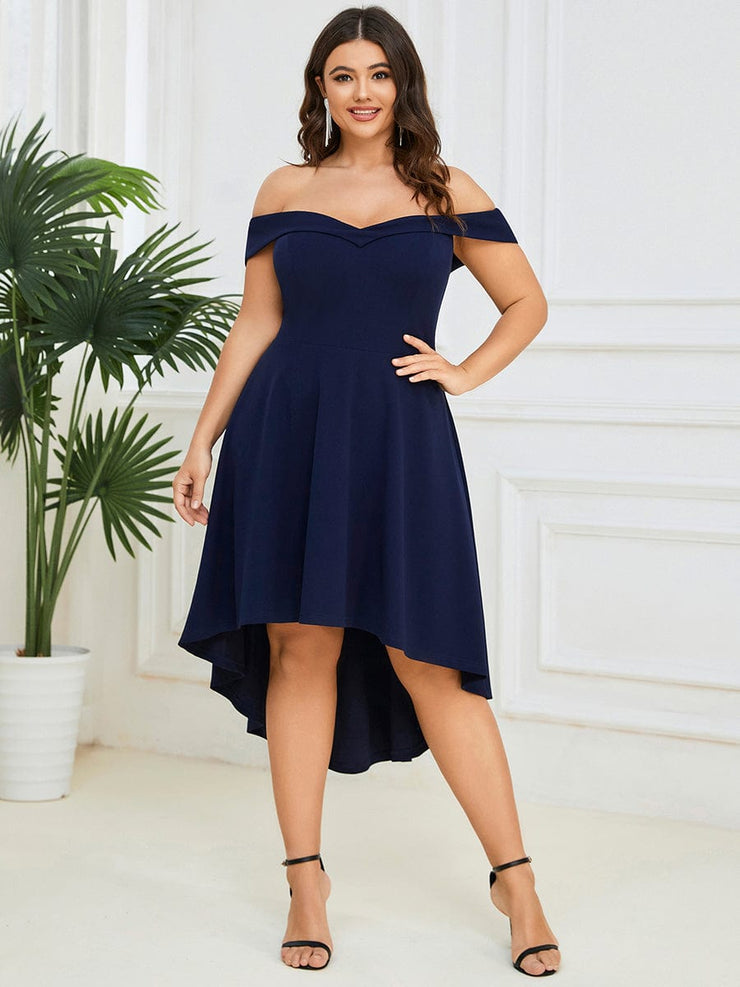 Chic Off Shoulder High-Low A-Line Wedding Guest Dress(Final Sale)