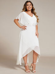 Plus Size Waist Applique A-Line Chiffon V-Neck Evening Dress