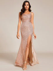 Dazzling Cowl Neck Sequin Sleeveless Bodycon Evening Dress with Open Back