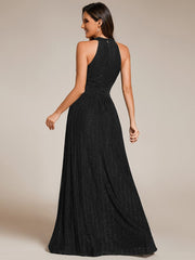 Sparkle Halter Neck Formal Evening Dress with A-line Silhouette