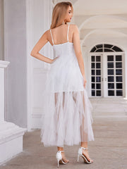 Sleeveless Sweetheart Corset Top Tulle Evening Dress with See-Through