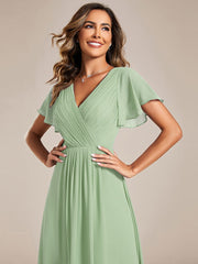 Custom Size Chic V Neck High-Low Wedding Guest Dress