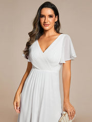 Custom Size Chic V Neck High-Low Wedding Guest Dress