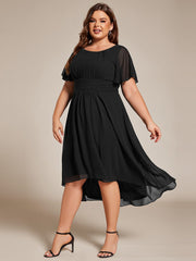 Plus Size Chiffon Round Neckline A-Line Midi Wedding Guest Dress