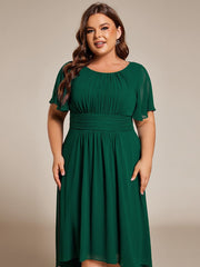 Plus Size Chiffon Round Neckline A-Line Midi Wedding Guest Dress