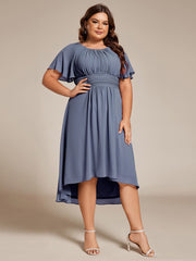 Plus Size Chiffon Round Neckline A-Line Midi Wedding Guest Dress