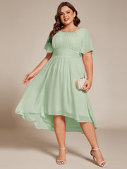 Plus Size Chiffon Round Neckline A-Line Midi Wedding Guest Dress