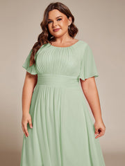 Plus Size Chiffon Round Neckline A-Line Midi Wedding Guest Dress