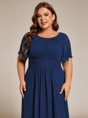 Plus Size Chiffon Round Neckline A-Line Midi Wedding Guest Dress