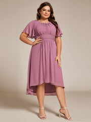 Plus Size Chiffon Round Neckline A-Line Midi Wedding Guest Dress