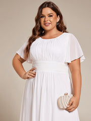 Plus Size Chiffon Round Neckline A-Line Midi Wedding Guest Dress