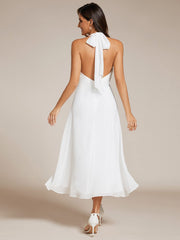 Halter Tie Neck Backless High Low Chiffon Wedding Guest Dress