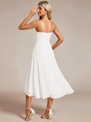 Elegant V-Neck Spaghetti Strap High-Low Chiffon Wedding Guest Dress