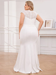 Plus Size Simple Cap Sleeve Sweetheart Mermaid Style Wedding Dress