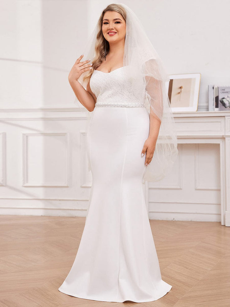 Plus Size Simple Cap Sleeve Sweetheart Mermaid Style Wedding Dress