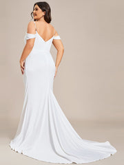 Plus Size Simple Off Shoulder Wedding Dress with Strap Fish Tail Hemline