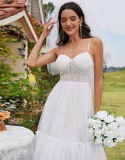 Sweetheart Corset Top High-Low Wedding Dress with Spaghetti Straps