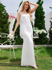 Sweetheart Lace Waist Sheer Mermaid High Slit Sleeveless Wedding Dress