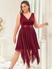 Custom Size Stunning V Neck Lace Chiffon Bridesmaid Dress