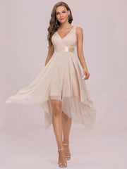 Custom Size Stunning V Neck Lace Chiffon Bridesmaid Dress