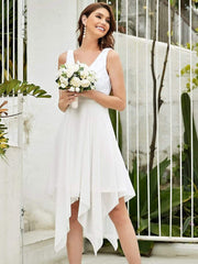 Custom Size Stunning V Neck Lace Chiffon Bridesmaid Dress