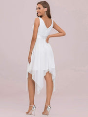 Custom Size Stunning V Neck Lace Chiffon Bridesmaid Dress