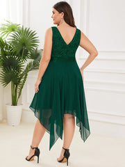 Custom Size Stunning V Neck Lace Chiffon Bridesmaid Dress