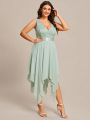 Custom Size Stunning V Neck Lace Chiffon Bridesmaid Dress