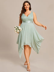 Custom Size Stunning V Neck Lace Chiffon Bridesmaid Dress