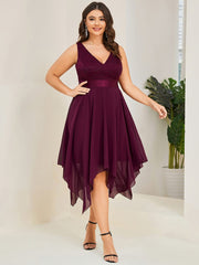 Custom Size Stunning V Neck Lace Chiffon Bridesmaid Dress