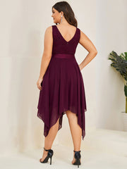 Custom Size Stunning V Neck Lace Chiffon Bridesmaid Dress