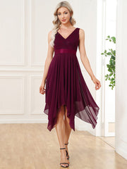 Custom Size Stunning V Neck Lace Chiffon Bridesmaid Dress