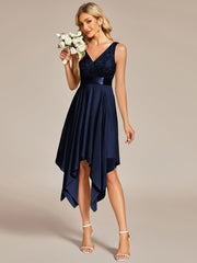 Custom Size Stunning V Neck Lace Chiffon Bridesmaid Dress