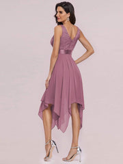 Custom Size Stunning V Neck Lace Chiffon Bridesmaid Dress