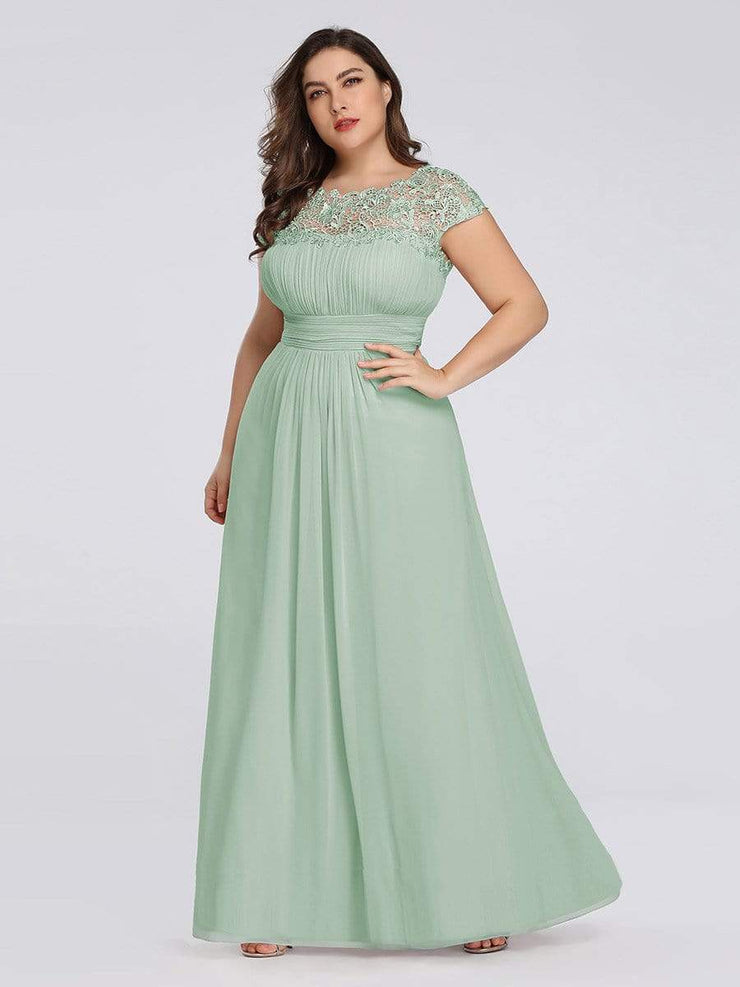 Custom Size Elegant Flattering Maxi Plus Size Evening Dress