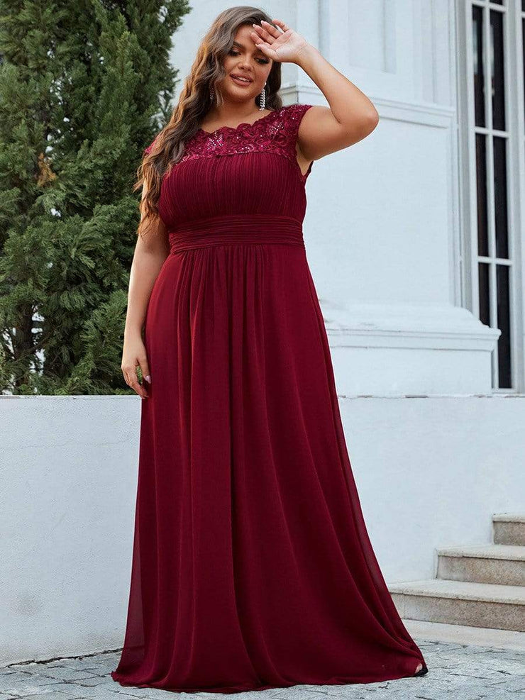 Custom Size Elegant Flattering Maxi Plus Size Evening Dress