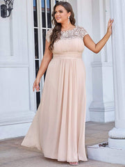 Custom Size Elegant Flattering Maxi Plus Size Evening Dress