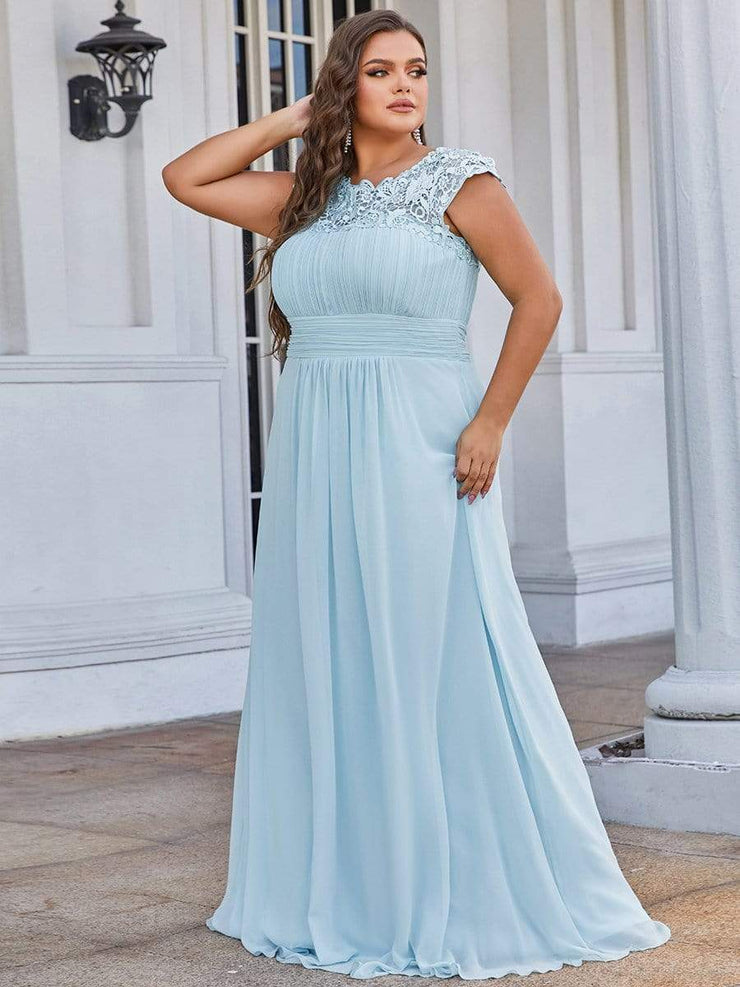 Custom Size Elegant Flattering Maxi Plus Size Evening Dress