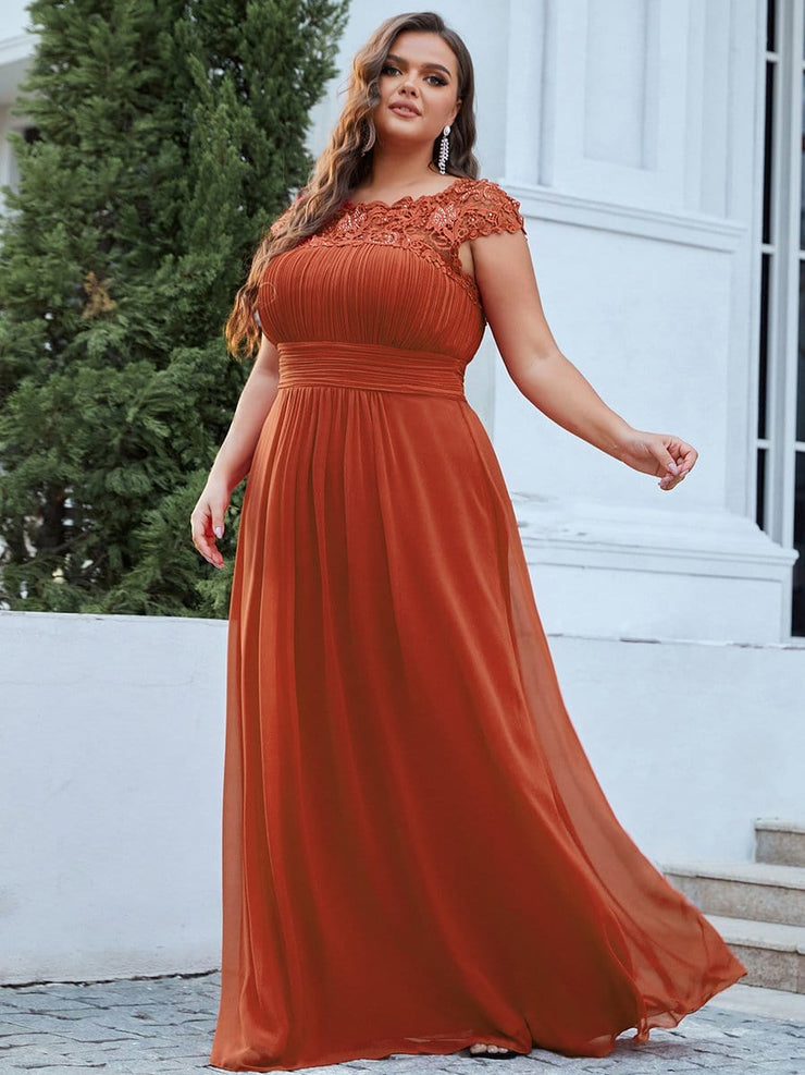 Custom Size Elegant Flattering Maxi Plus Size Evening Dress