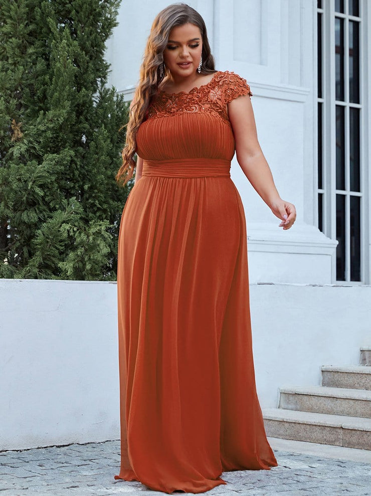 Custom Size Elegant Flattering Maxi Plus Size Evening Dress