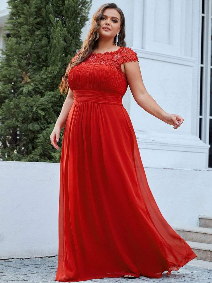 Custom Size Elegant Flattering Maxi Plus Size Evening Dress