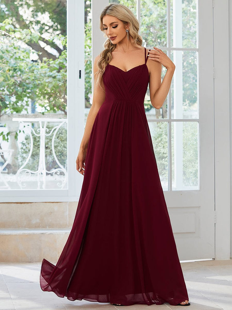 Custom Size Chiffon and Lace Open Back Bridesmaid Dress with Spaghetti Straps