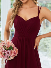 Custom Size Chiffon and Lace Open Back Bridesmaid Dress with Spaghetti Straps